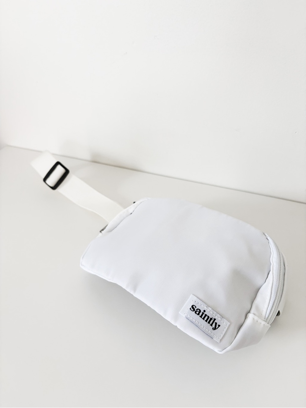 Saintly White Adjustable Belt Bag